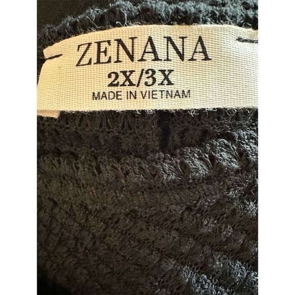 Zenana Women's 2XL Gray Open Knit V-Neck Sweater 3/4 Sleeve Casual - Picture 4 of 6